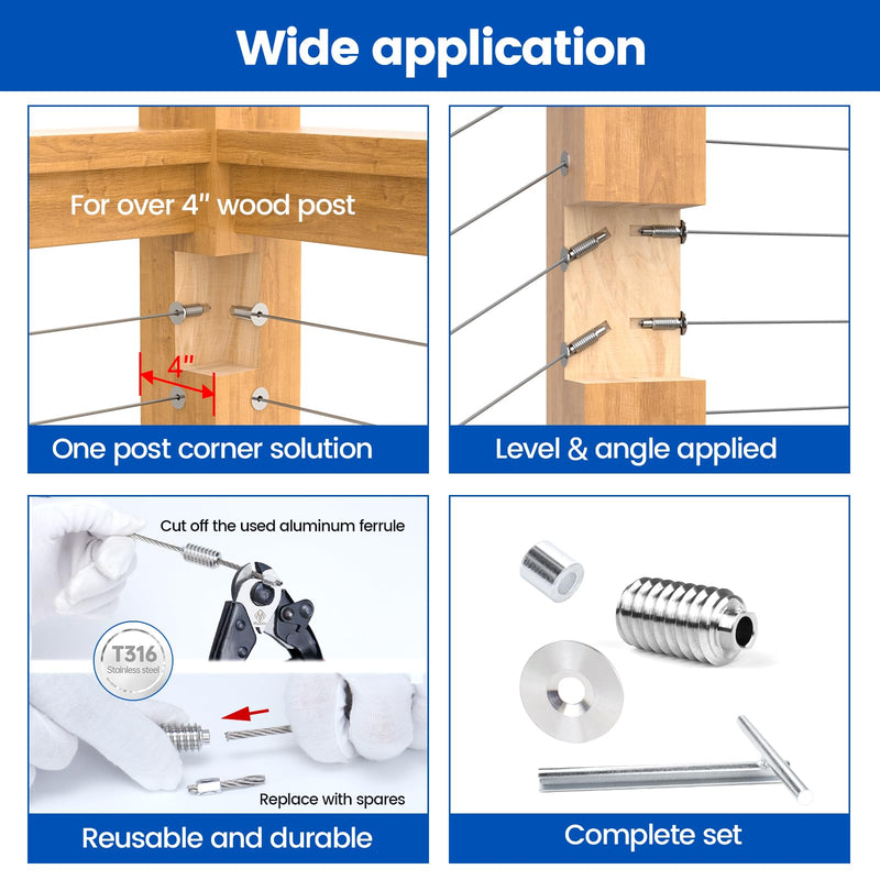 [Patent] Muzata 20Pack 3/16" Cable Railing Hardware Swage Lag Screw CR99 3/16 Inch 20p swage type