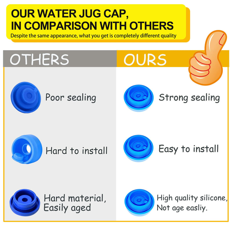 3 and 5 Gallon Water Jug Cap Reusable，Food Grade Silicone Replacement Gallon Caps for 55mm Bottle and Water Dispensers，Non-Spill 5 Gal Water Jug Cap Replacement Cover（3 Pack） Ordinary 3 Packs