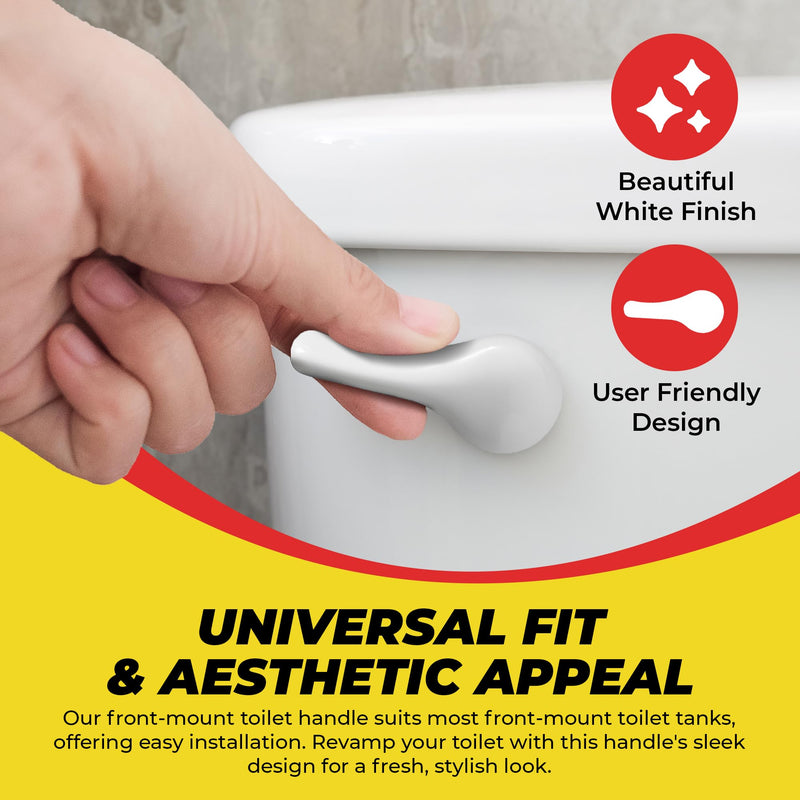 Qualihome Front Mount White Toilet Handle Replacement Kit with 2 Inch Universal Toilet Flapper Replacement Kit and Stainless Steel Toilet Flapper Chain White Finish