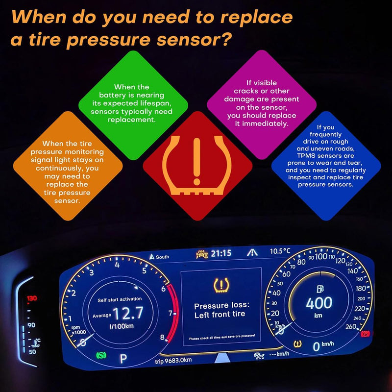 Pre-Programmed Tire Pressure Monitoring System Sensor Compatible with Select Cadillac Chevy GMC Models Escalade Colorado Silverado Suburban Tahoe Canyon Sierra Hummer Yukon 433MHz 4 PCS