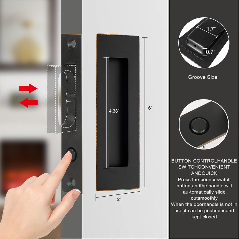 Pocket Door Hardware,Recessed Finger Flush Pulls with Edge Pull,Sliding Pocket Door Handles,Heavy Duty Edge Pull with Pop Out Ring Pull (Oil-Rubbed Bronze, 6Inch) 6inch-Oil Rubbed bronze