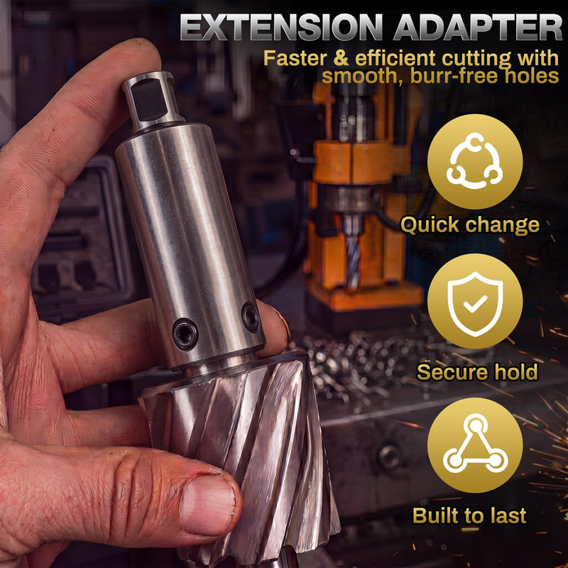 4''(100mm) Annular Cutter Extension for 3/4" Weldon Shank Adapter for Magnetic Drill & Drill Press, Heavy Duty Steel Deep Hole Drilling Tool, with Hex Wrench 4''/100mm