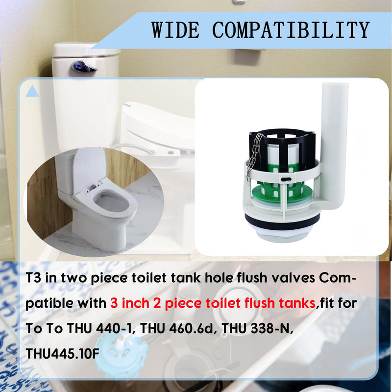 Toilet Flush Valve Replacement Parts Compatible with Toto THU Series Tower,for Two Piece Toilets, for 3-Inch Flush Hole,Including Repair Kits (Two-piece toilets) for Two Piece Toilets