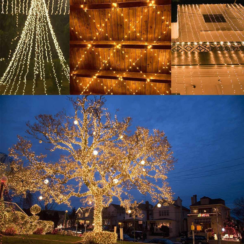 Extra-Long 144FT Solar String Lights for Outside, 2 Pack 400LED Solar Fairy Lights Outdoor, Waterproof Copper Wire with 8 Modes Twinkle Lights for Tree Garden Party Xmas Wedding Decor (Warm White) Warm White 2 Pack-400LED