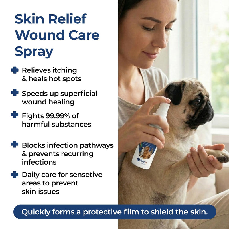 Dog Wound Care Spray | Healing Aid and Skin Repair, Clean Wounds, Relieve Dog Skin Allergies, Safe for All Animals. 3.38 Ounces