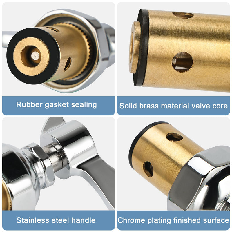Brass Spindle Assembly for Commercial Faucet Valve Spool Replacement Hot Cold Side Handle Stem Assembly Cartridge Fit Kitchen Restaurant (1 Pair)