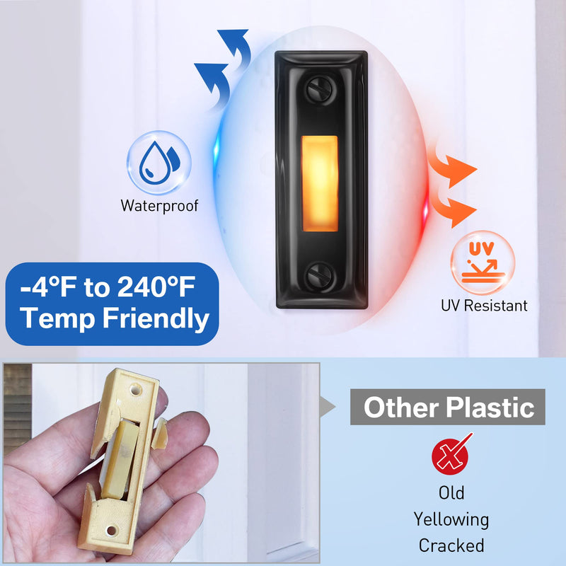 Dreyoo Metal Doorbell Push Button, Heavy Duty Metal Door Bell Wired Button LED Lighted Wall Mounted Door Bell Push Buttons for Home, Universal Garage Door Opener Switch(Black) Black