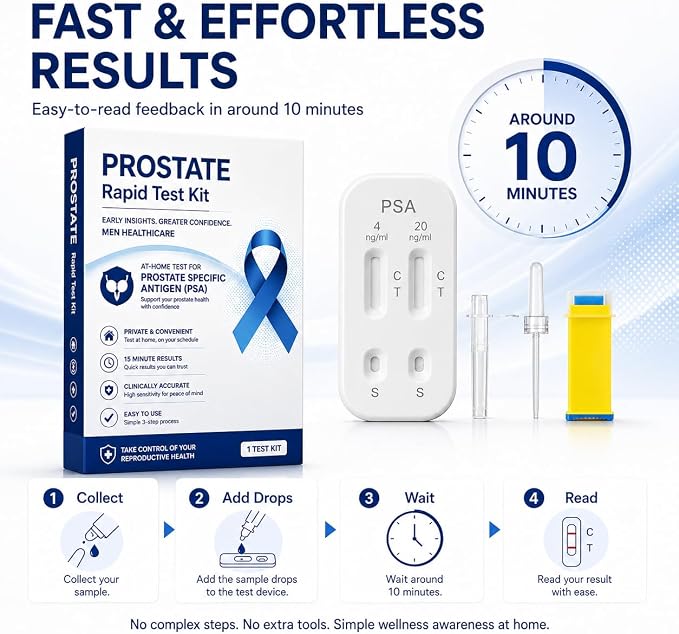 PSA Test kit at Home PSA Health, PSA Test Kit | Home PSA Test in 10 Minutes. Highly Accurate, Easy to Read and Use. Quick Results | Includes All Test Components - NewNest Australia