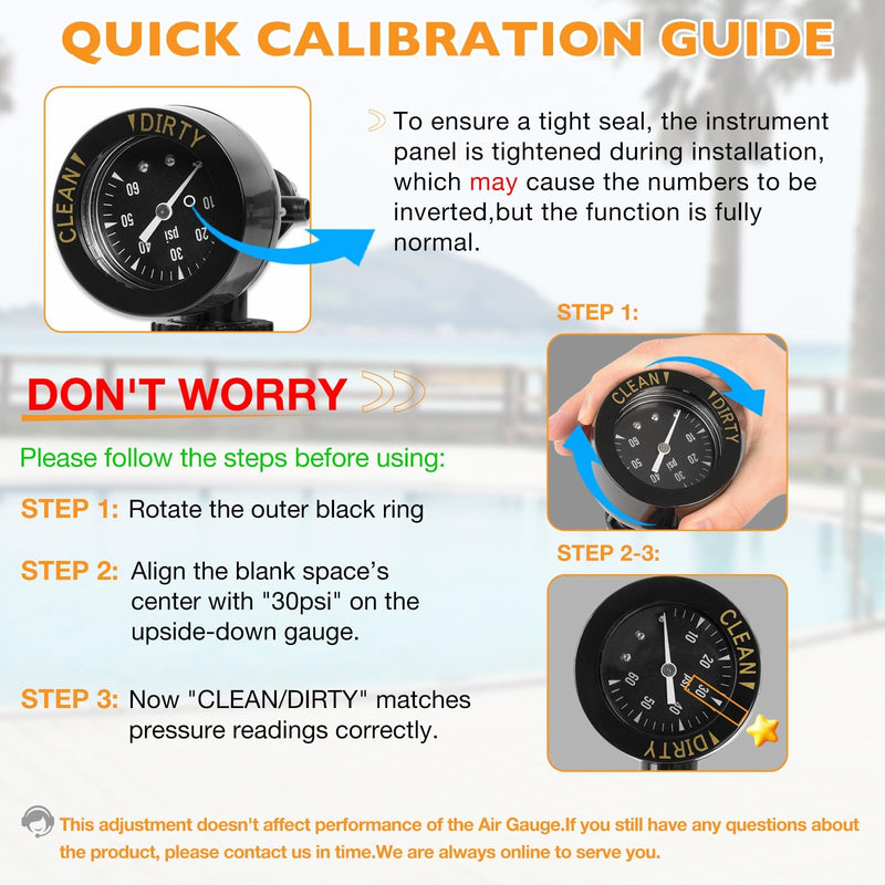 Air Gauge Release Valve Assembly Compatible with CV & CL, DEV & DEL, JS Series, Air Relief and Pressure Gauge Replacement for Zodiac Jandy Pool and Spa Filters, Replaces R0357200, 1/4" mpt, 0-60psi