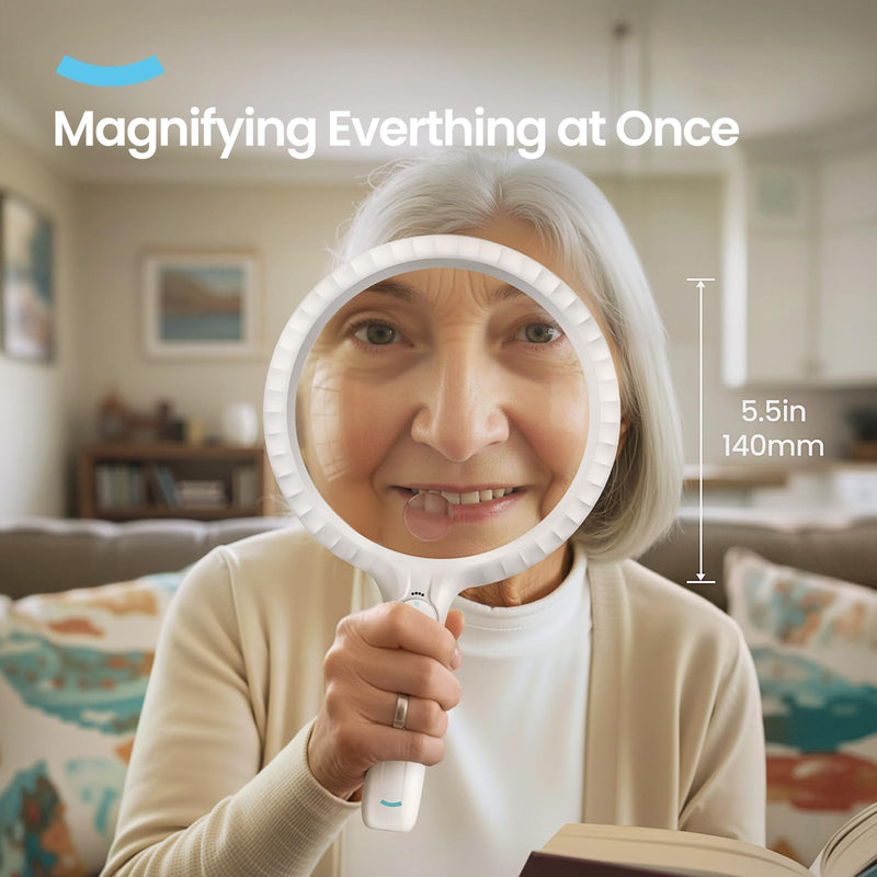 ARTDOT Large Handheld Magnifying Glass for Reading and Close Work, Adjustable Brightness Magnifier as Gifts for Seniors, Grandma, Grandpa