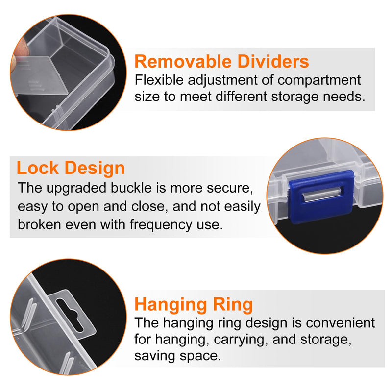 HARFINGTON 2pcs Component Storage Box 8 Grids PP Electronic Organizer Box Double Layer with Adjustable Driver Hardware Containers Tools Boxes for Small Accessories 2