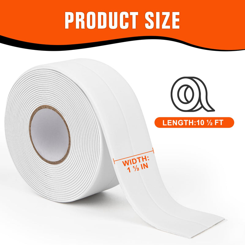 White Caulk Tape Waterproof Self Adhesive,Toilet Strip Caulk Tape, Bathtub Caulk Sealing Strip Tape for Bathroom Caulking Tape Shower Caulk 1