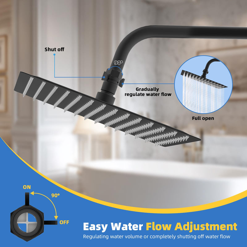 Hibbent All Metal 2 Pack Shower Head Flow Control Valve, G1/2 Brass Shut-off Valve with Metal Handle Lever, Shut OFF Water Flow Control Regulator for Handheld Shower, or Bidet Sprayer, Matte Black 0.5 Inch Dark Black
