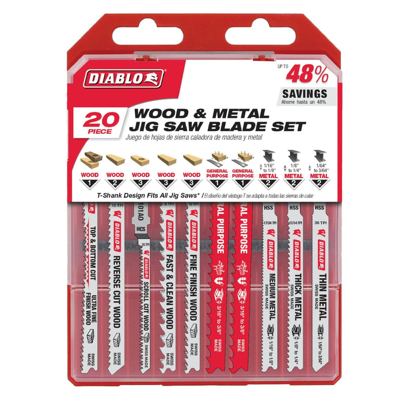 Diablo Jig Saw Blade Set for Wood, Metal and Plastics - DJT20S