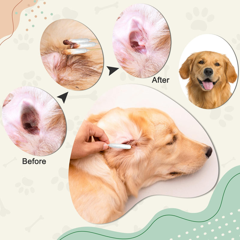100 PCS Professional Dog Ear Cleaning Swabs - 6-inch Large Cotton Swabs, Gentle and Comfortable Bamboo Cotton Buds, Prevent Infections, Ideal Solution for Pet Ear Care (Long Tips) Long Tips 100PCS - PawsPlanet Australia