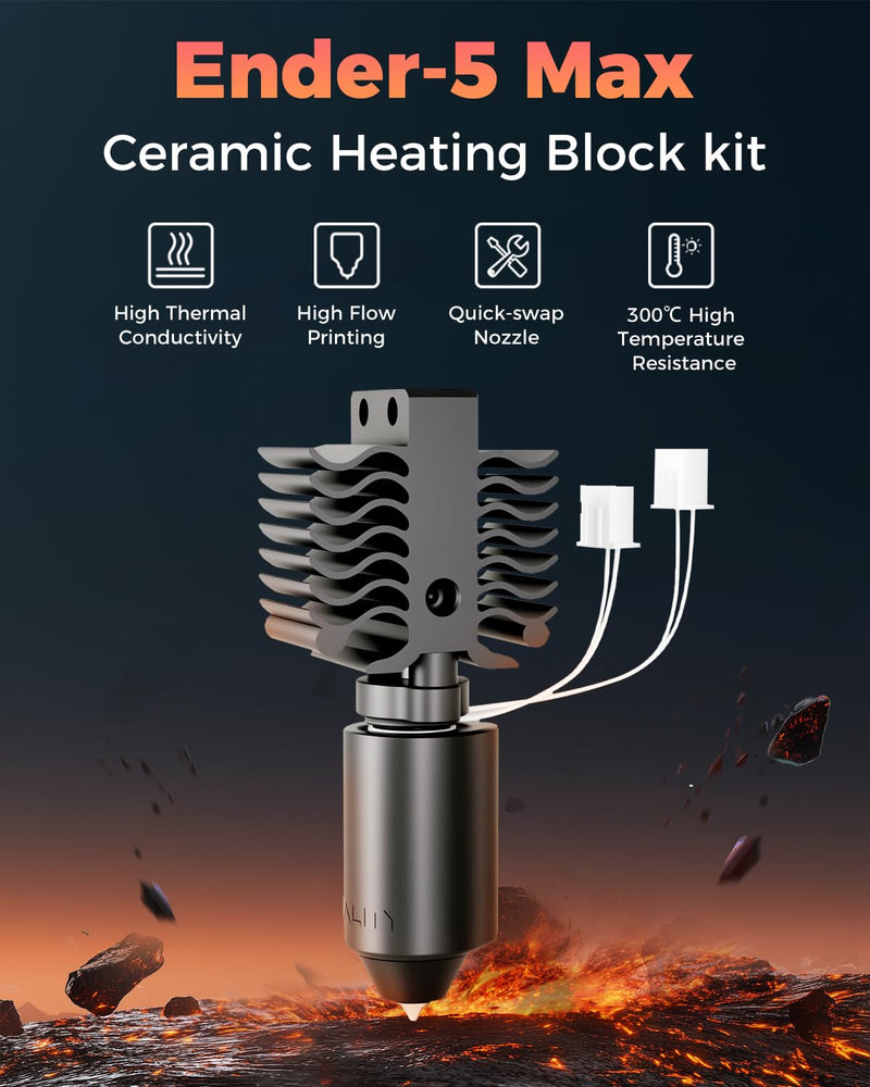 Creality Official Ender 5 Max Hotend, Support 700mm/s Fast Speed Printing and 300℃ High Temperature Printing, Innovative Multi-Channel Design Effectively Enhances Printing Efficiency