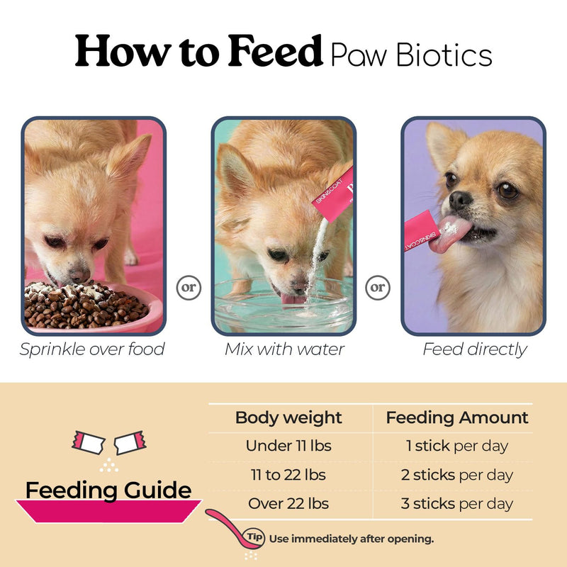 Pawbiotics Probiotics for Dogs & Cats - 7-Strain Probiotic Sticks with KT-11, Collagen & Hyaluronic Acid - Dog Skin and Coat Supplements, Gut & Immune Support - Korean Collagen, Blueberry, 30 Sticks