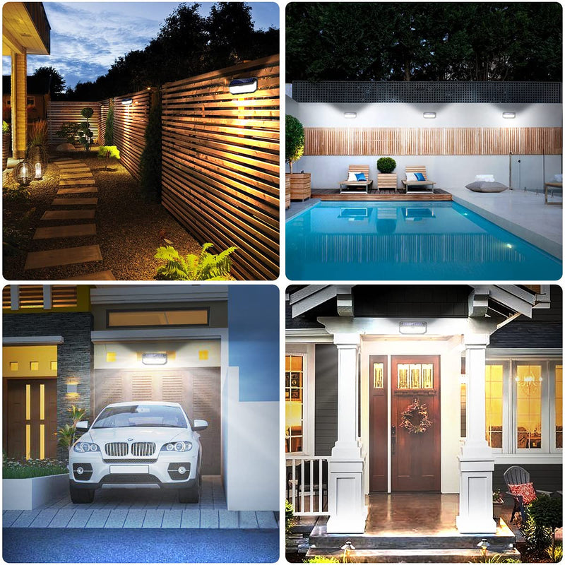 Solar Outdoor Lights, 416 LED 4000LM Motion Sensor Outdoor Lights, 3 Mode Solar Security Lights with 270°Wide Angle, IP65 Waterproof Solar Powered Wall Lights for Outside Yard Garage Deck Fence 2 Pack