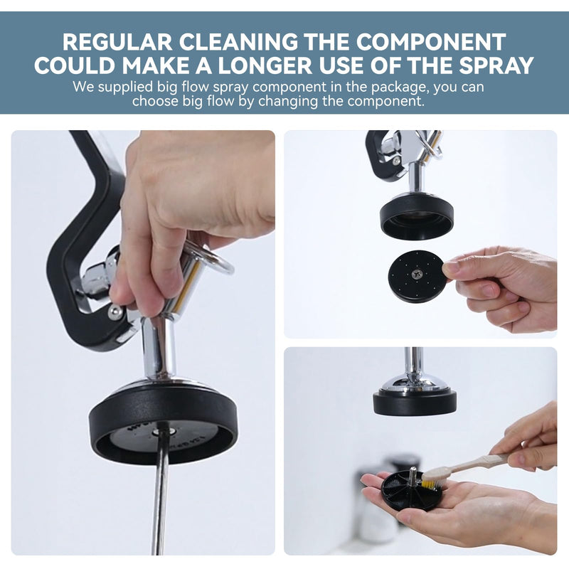 Commercial Sink Sprayer Head: 7/8"-20UNEF Black Pre Rinse Sprayer - 3.85 GPM High Pressure Pull Down Spray Head - Handheld Dish Sprayer Nozzle for Commercial Kitchen Faucet (Chrome Finished)