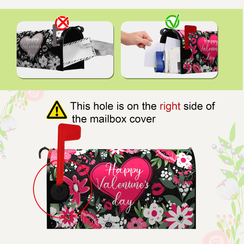 Happy Valentines Day Mailbox Covers Magnetic Standard Size Valentine Mailbox Post Cover Red Heart Truck Floral Flower Valentine's Day Mailbox Decor Waterproof Mailbox Wraps 21 * 18 Inch 21x18inch Happy Valentine's Day Mailbox Cover