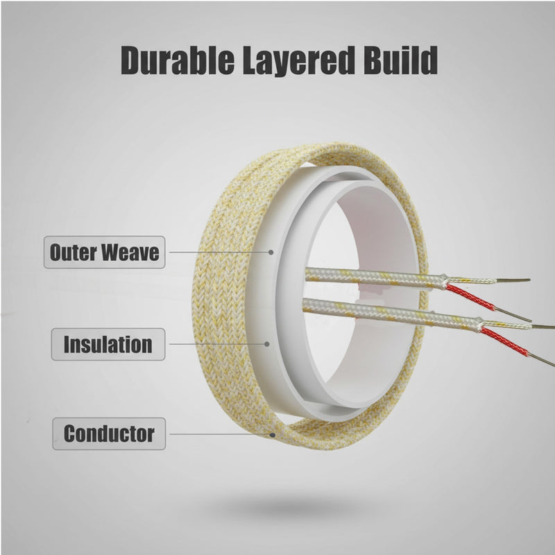 Professional-Grade Type K Thermocouple Wire, AWG 24, Fiberglass Insulated, 700°C High-Temperature Resistant, 10-Yard (9.1) 354 In