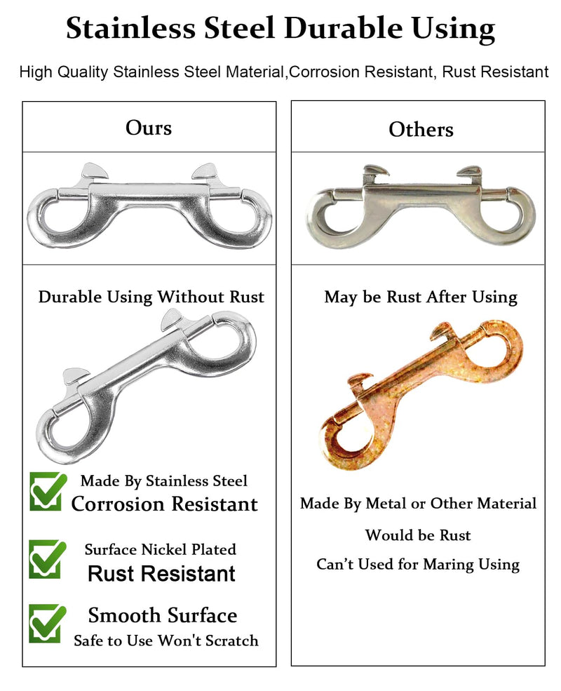 Atibin Ended Double Bolt Snaps Large Stainless Steel Bolt Snap Hooks Clips Trigger Snap Bolt Hook 3.9 inch 4Pcs