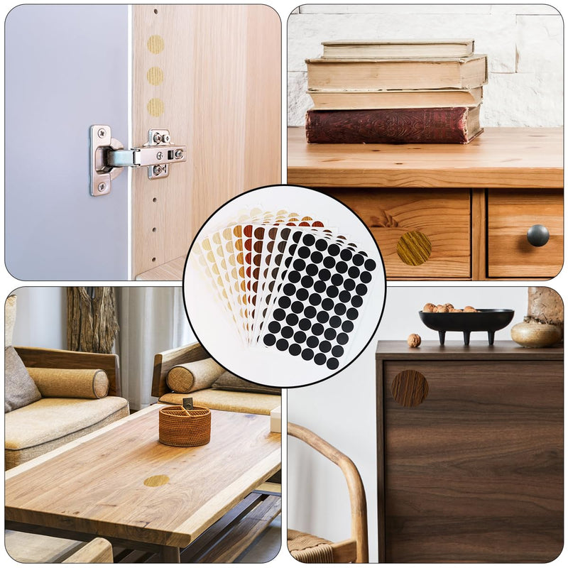 648 Pieces Screw Hole Covers Stickers, 12 Basic Color Colors Wood Stickers, Adhesive PVC Screw Cover Caps, for Wood Screws Wall Cabinets Desk Wall