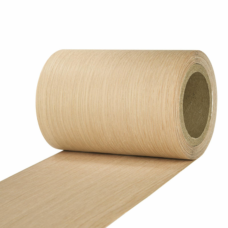 Rift-Cut White Oak Veneer Roll 7" x 16FT+, Pre-Glued Iron-On Wood Veneer for DIY Fireplace Mantels & Faux Beam Wraps, Sanded Smooth Finish for Cabinet Refacing & Furniture Makeovers 7 in x 16 ft
