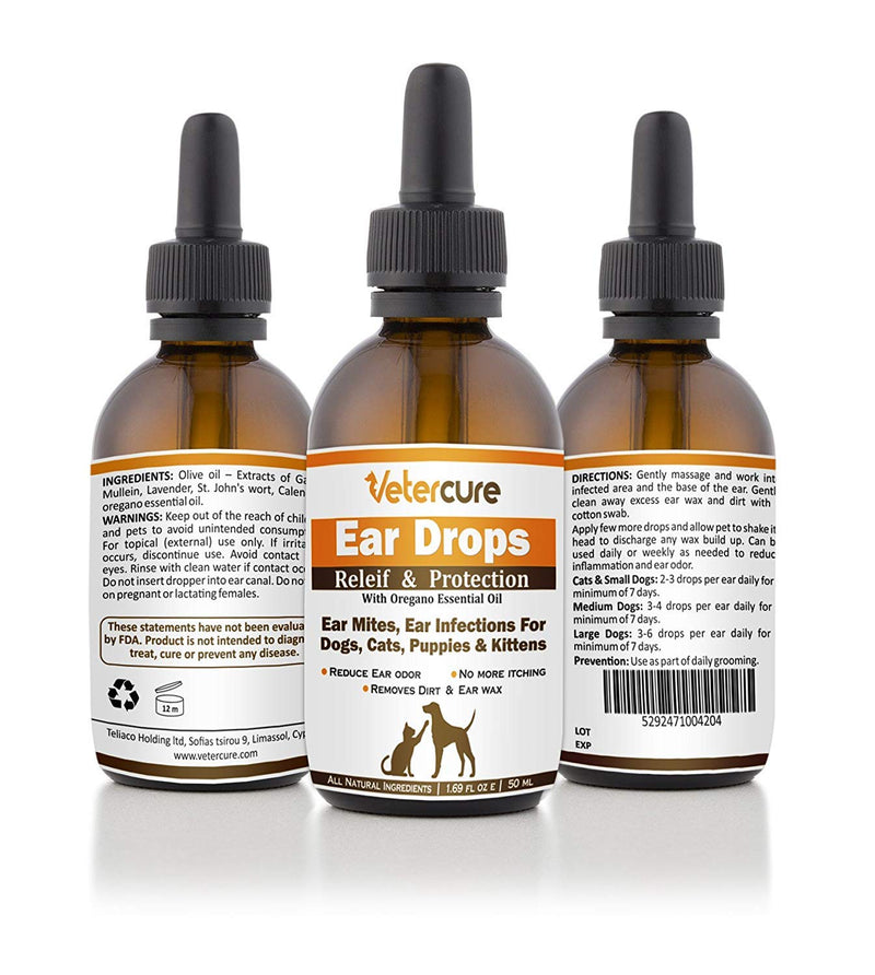 Vetercure Ear Drops For Any Pet- Relieve Your Pet From Ear and Reduce Odor In Just One Week-100% Natural Formula Tasted For Its Quality & Effectiveness - PawsPlanet Australia