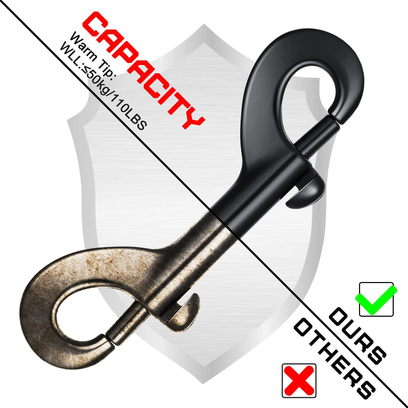 Double Ended Snap Hooks Bolt Snaps Heavy Zinc Alloy Multipurpose Double Sided Clips Chain Metal Clip Key Holder Black Snap Hooks for Water Bucket Dog Leash Feed Buckets (8 Pieces, 4.7 Inches) 8