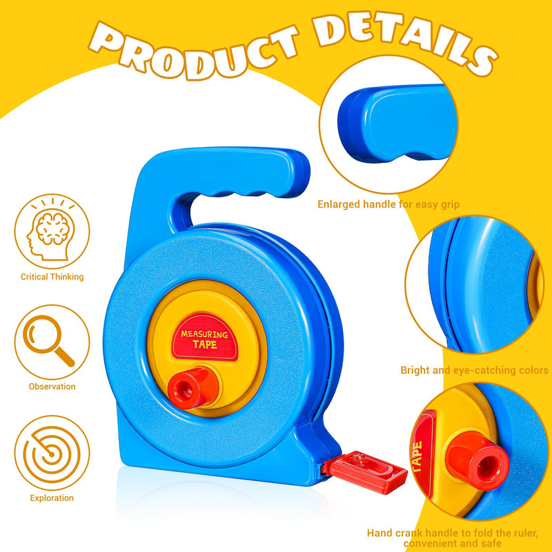 Measuring Tape Retractable Soft Tape Measure 3 Feet./1M Long Dual-Scale for Kids-Retractable Measuring Toy, Early Education Stem，Pretend Play for Toddlers, Height Measurement Counting Tool,Fine Motor