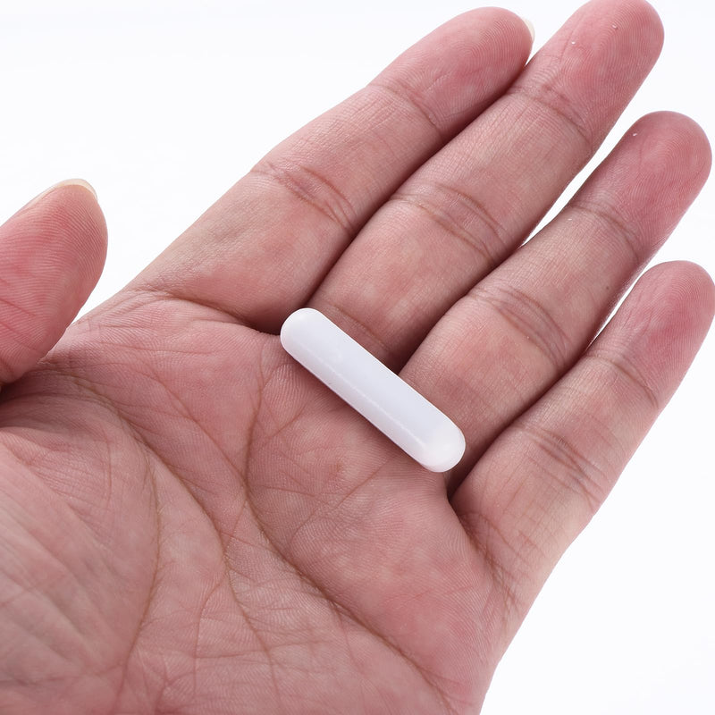 MECCANIXITY Magnetic Stirrer Mixer Stir Bar Rod 35mm(1.38") x8mm Cylinder Shape PTFE Coating Magnet White for Laboratory 24Pcs 24