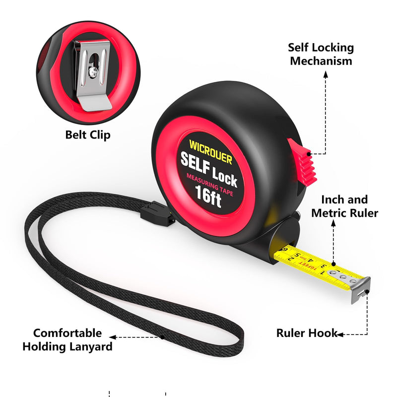 Tape Measure, 16 FT Self-Locking Tape Measure, Steel Made Retractable Measurement, Imperial/Metric Scale, MID Precision, Easy to Read Tape Measure, Used for Architects, Carpenters, Handicrafts.