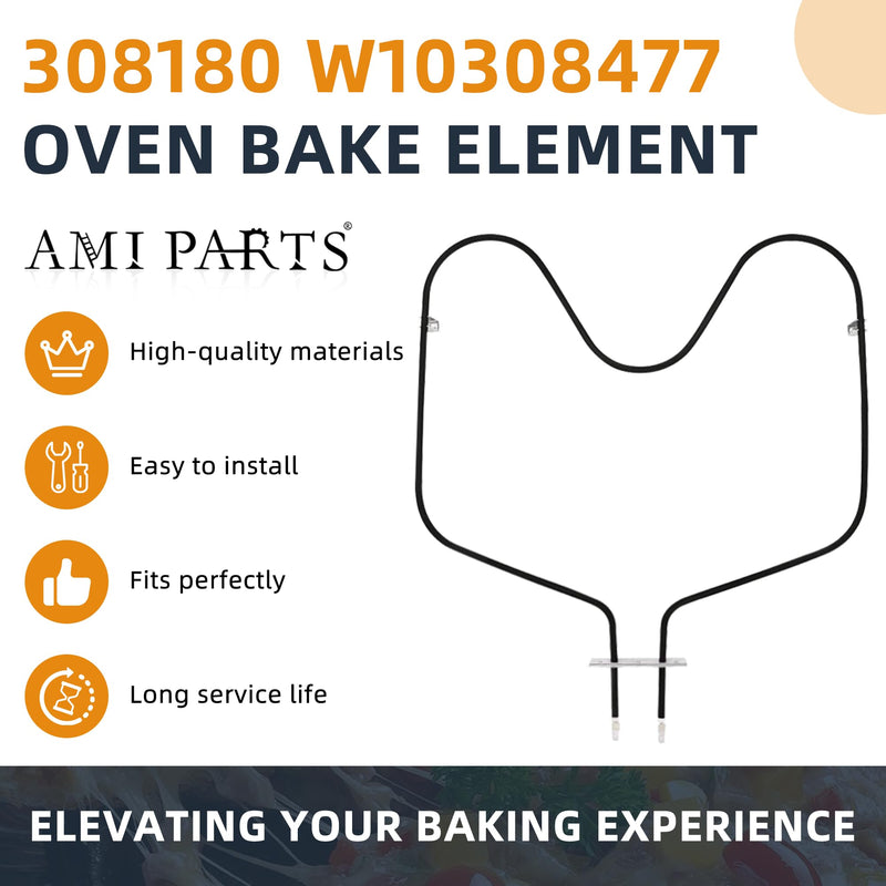 308180 W10308477 Bake Element Fit for Whirlpool Oven Heating Element 311470, 313827, 660576, 661170, 14210047, 308180BULK, AP6007578 RF3165XVW0 RF363PXDN0 FEP310BL0 (2600 Watts, 240 Volt) by AMI PARTS