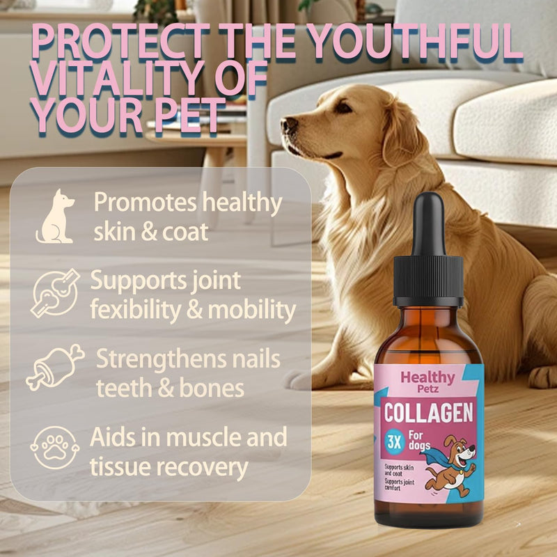 Healthy Petz Premium Liquid Collagen Drops for Dogs, Gut Health & Vitality Supplement, Advanced Joint Support 2 Fl OZ