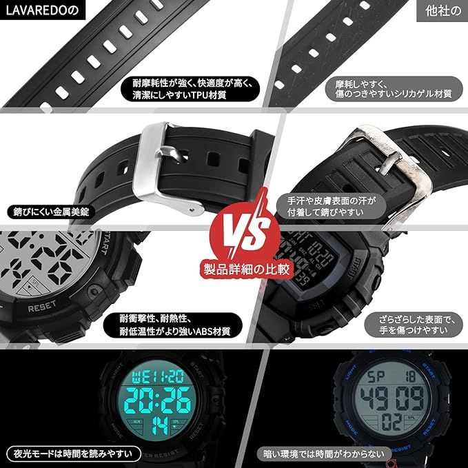 Men's Digital Sports Wristwatch, Multifunctional, LED Display, Outdoor Wristwatch, 03-black, Stylish - NewNest Australia