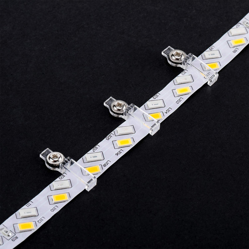 Mudder 200 Pieces LED Strip Light Clips Mounting Bracket Fixing Clip, One Side Fixing Clips with 200 Pieces Screws for Fixing 10 mm Wide Non Waterproof 3528/5050 LED Light Strip (Transparent) Transparent