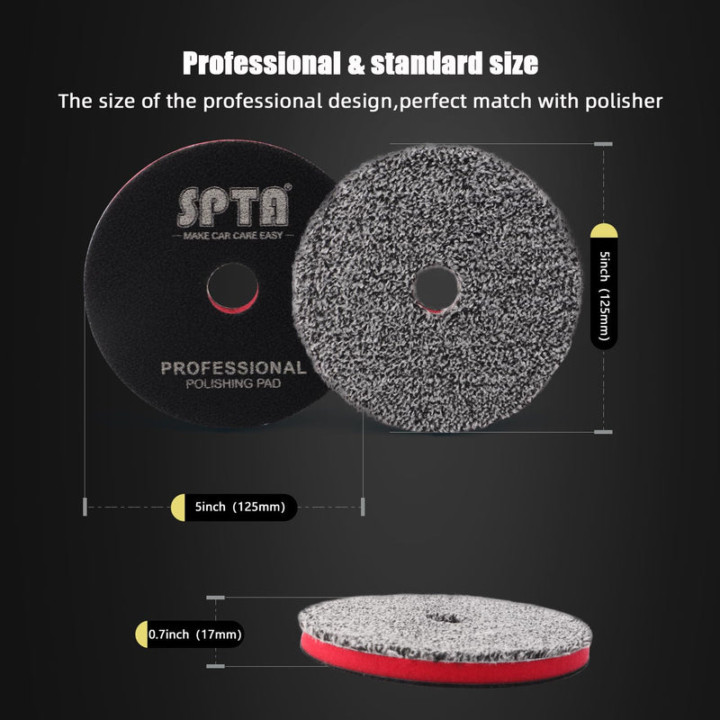 SPTA 5"(125MM) Microfiber Cutting Pads, 3PCS Soft Microfiber Wax Removal Pad, Detailing Wax Applicator Pad, for Waxing and Polishing&Scratch and Vortex Removal, Ultrafine Fiber Gray 5 Inch Sets