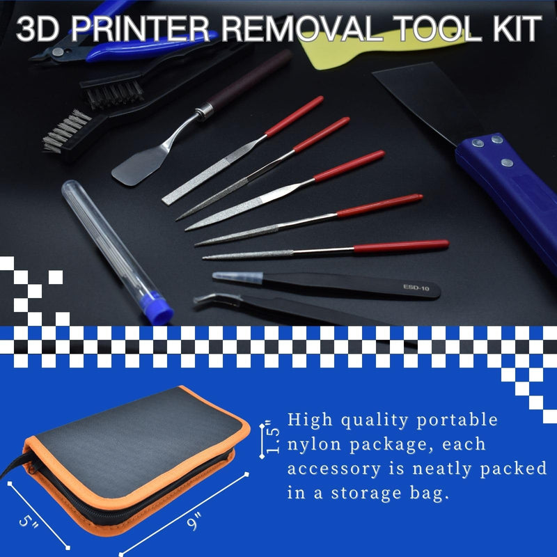 3D Printer Tool Kit, 24pcs 3D Printer Nozzle Cleaning Tool Removal Tool Kit, Wire Brush, Wire Flush Cutter, Scraper Knife, Diamond Files, Tweezer, Putty Knife for 3D Printer, Model Building