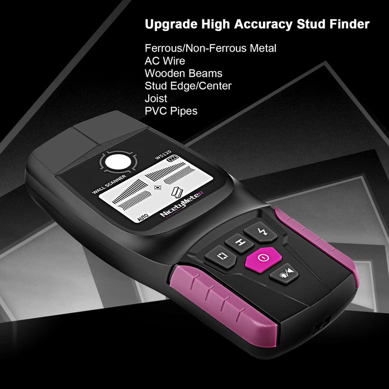 Stud Finder Wall Scanner, LCD Display Electronic Stud Finder with 5 Scanning Modes, 12V Lithium Battery Powered for Wood/AC/Metal Detection