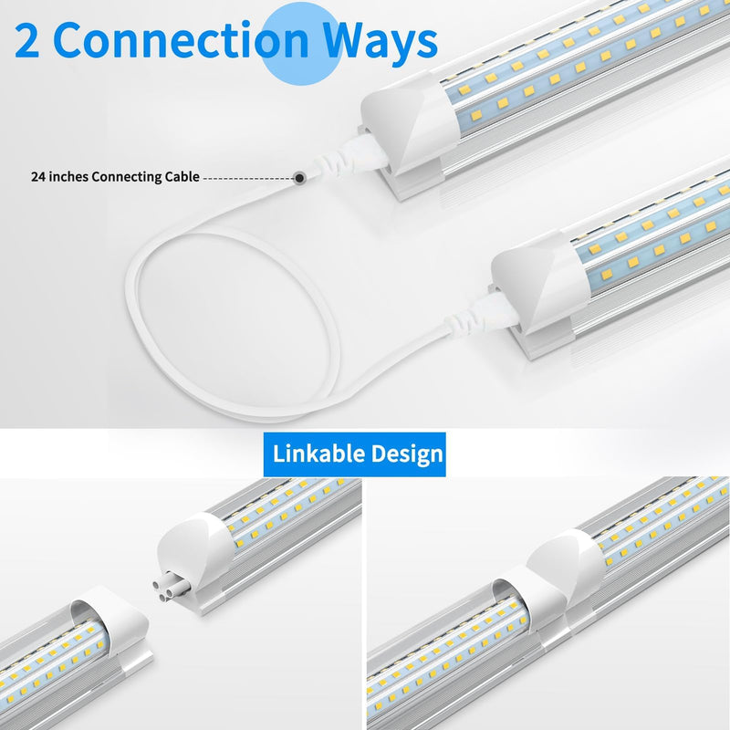 CNSUNWAY 2FT LED Shop Light, 24W 5000K Utility T8 LED Light Fixture, 3600LM Super Bright, D Shape, High Output, Linkable LED Light Tubes for Room, Garage, Workbench, Plug and Play, 2 Pack Daylight White 2 Feet
