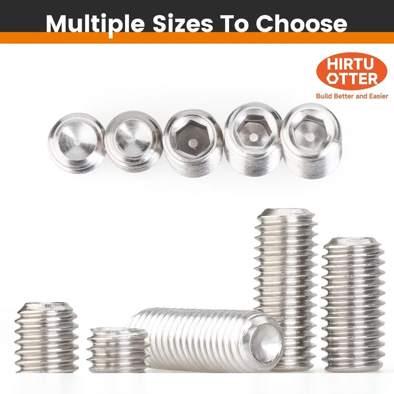 4#-40 x 3/8" 20 Pcs Set Screws, Headless Concave End, Grub Screws with Internal Hex Drive, 304 Stainless Steel, SAE Thread, for Bathroom Fixtures, Towel Racks, Light Fixtures 4#-40*3/8"-20 PCS