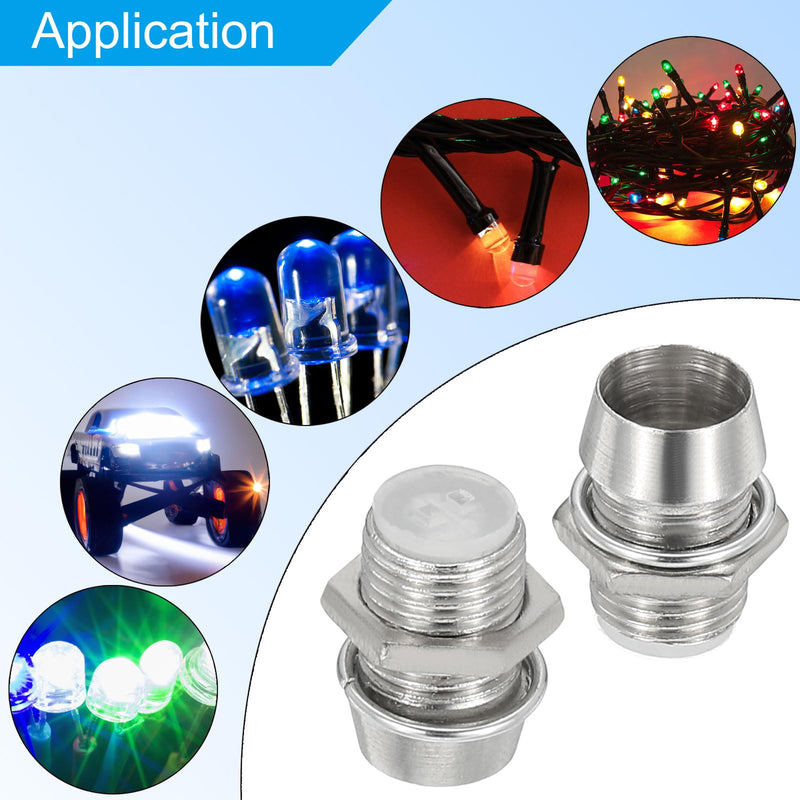 PATIKIL 5mm Emitting Diode Holder, 20 Pcs Aluminum LED Holder Clip Mounting Bracket Socket Cap for Lamp Bulb Bezel Mount Panel LED Display, Silver
