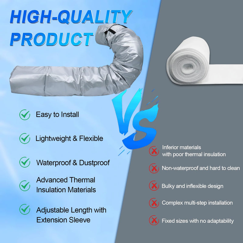 Portable AC Hose Insulation Sleeve for 5"/5.9" AC Exhaust Hoses Tube