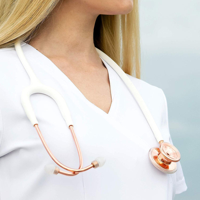 MDF Instruments, MD One Stainless Steel Stethoscope, Adult, Pink Tube, Silver Chestpieces-Headset, MDF77701
