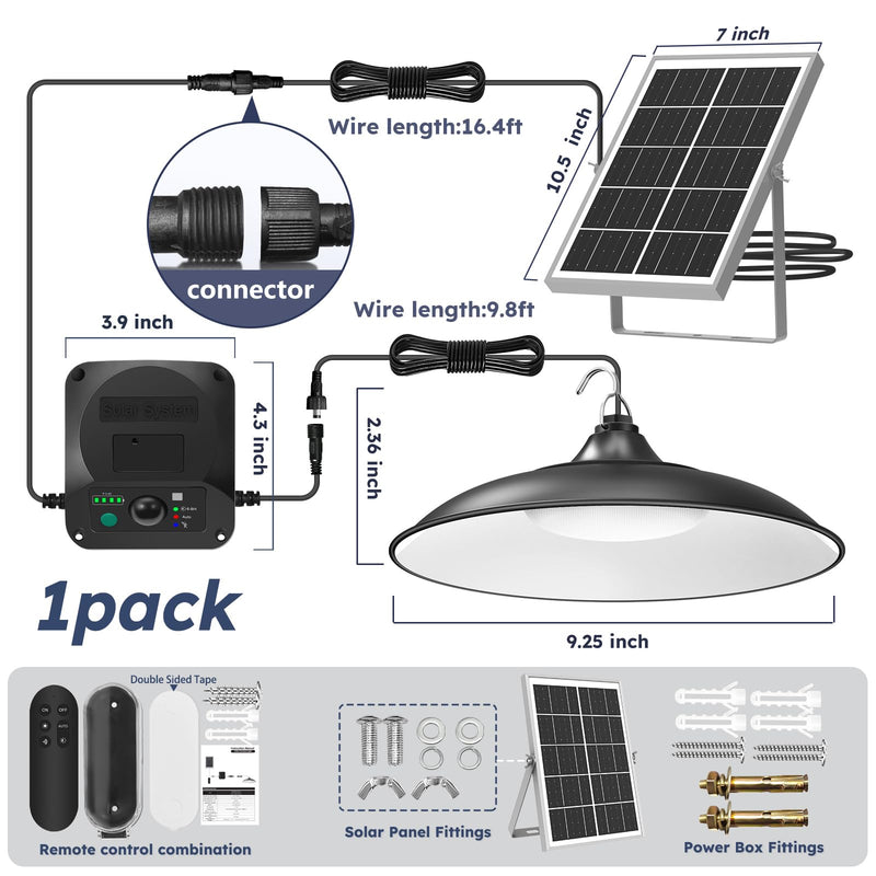 Solar Shed Lights Indoor Outdoor, 3200LM Motion Sensor Pendant Light Daytime Available with Remote & Button Control, IP65 Waterproof 4 Lighting Modes for Barn Garage Gazebo Chicken Coop Shop - 1 Pack