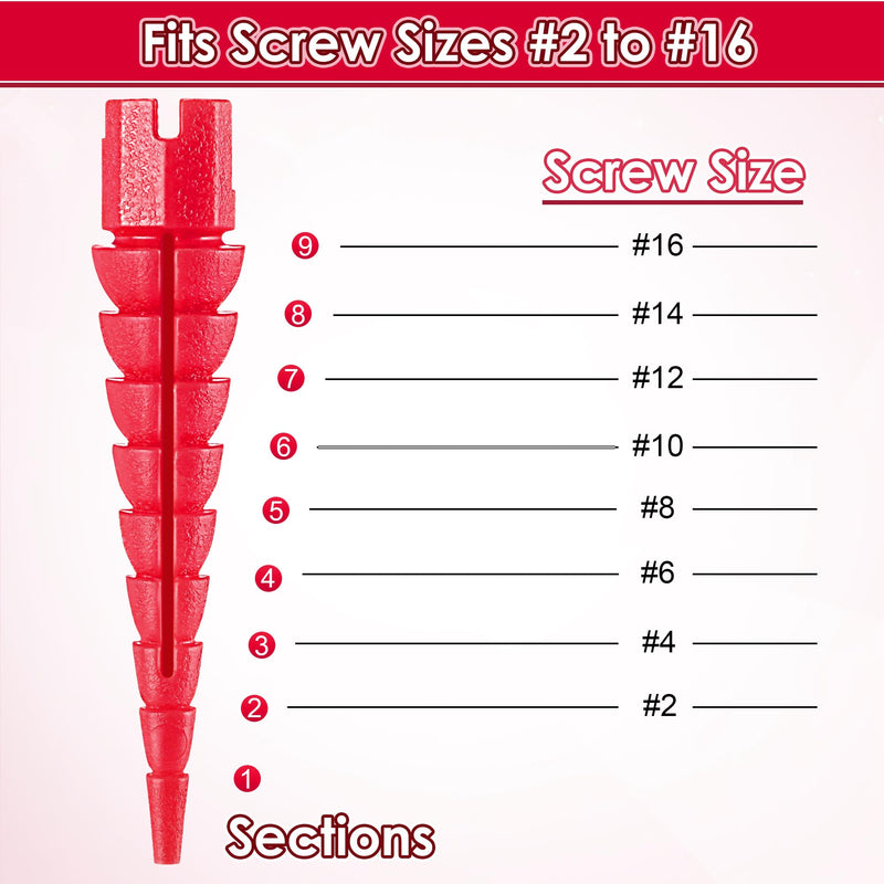 Wood Anchor, Stripped Screw Hole Repair Kit for Wood, Door, Fixing Stripped Screw Holes, Fits Wood Screws Sizes #2 to #16, Screw Holes from Stripped to Gripped, Red (10) 10