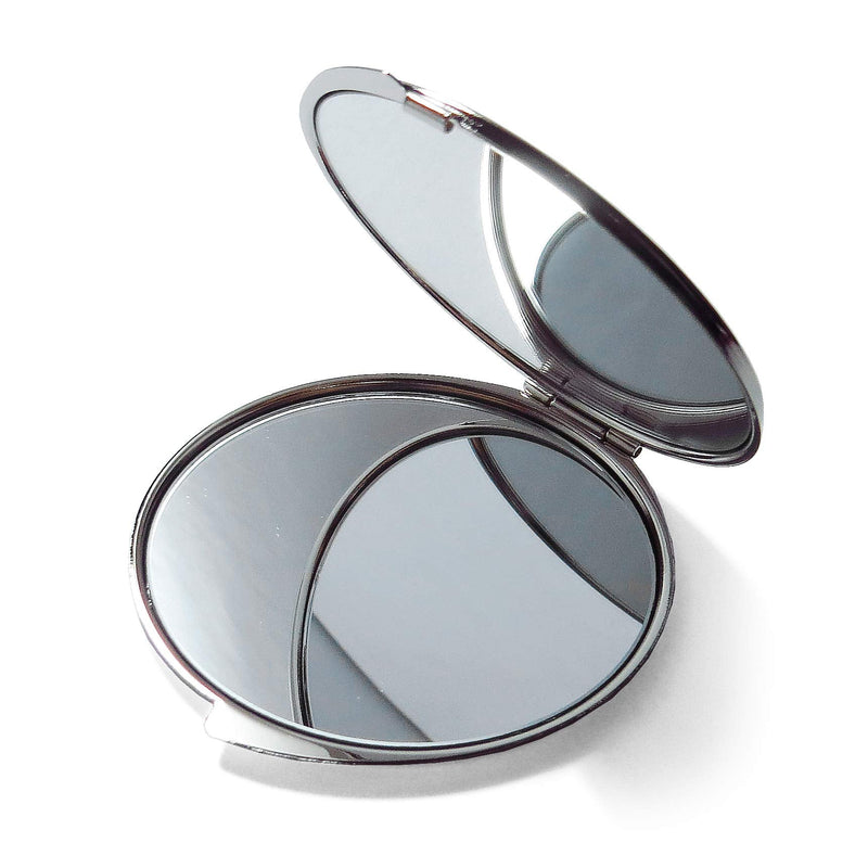 MADDesign Mother of Pearl Compact Mirror Round Double Sided Folding Magnify Crane Design