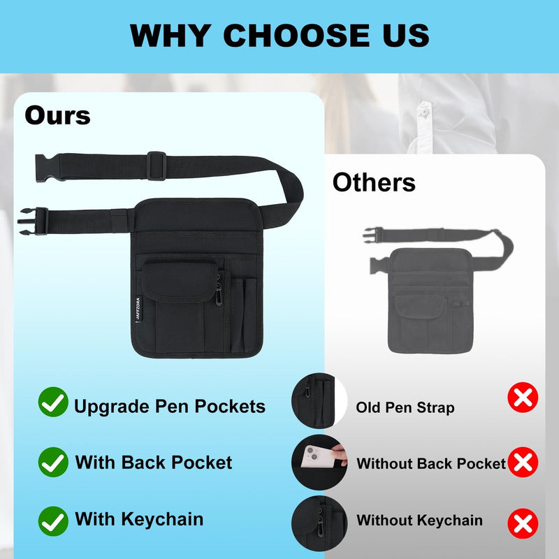 Server Waist Pouch, Restaurant Waitress Accessories Bag with Adjustable Belt, Utility Money Bag Working Serving Apron for Waiter Waitress, Black Small