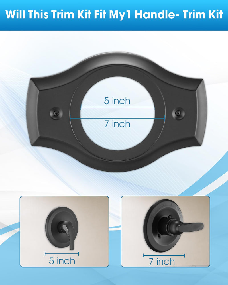 Renovation Shower Faucet Valve Cover Plate for Remodel from 2& 3 Handle Faucet to 5"-7" Diameter 1 Handle Trim Kit, Compatible with Any Brand Cover Plate (Matte Black) Matte Black